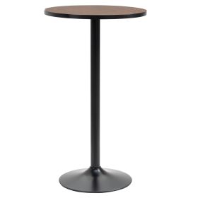 42 Bar Height Round Table Weathered Wood Top Steel Frame for Home Bar Kitchen Dining Room Brown Black