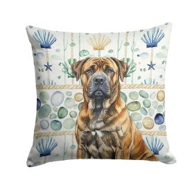 Brindle Boerboel Coastal Sea Glass Throw Pillow Decorative Indoor Outdoor Accent Cushion for Couch, Bed or Patio, 18Hx18W