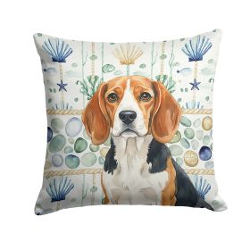 Beagle Coastal Sea Glass Throw Pillow Decorative Indoor Outdoor Accent Cushion for Couch, Bed or Patio, 18Hx18W