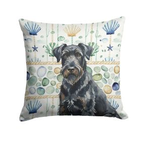 Black Russian Terrier Coastal Sea Glass Throw Pillow Decorative Indoor Outdoor Accent Cushion for Couch, Bed or Patio, 18Hx18W