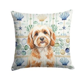 Cavapoo Coastal Sea Glass Throw Pillow Decorative Indoor Outdoor Accent Cushion for Couch, Bed or Patio, 18Hx18W