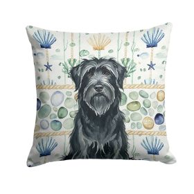 Black Briard Coastal Sea Glass Throw Pillow Decorative Indoor Outdoor Accent Cushion for Couch, Bed or Patio, 18Hx18W