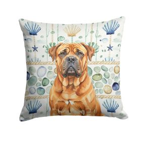 Red Bullmastiff Coastal Sea Glass Throw Pillow Decorative Indoor Outdoor Accent Cushion for Couch, Bed or Patio, 18Hx18W