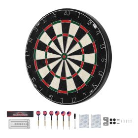 Dartboard with 6 Darts & Scoring Kit, Self-Healing Sisal Fibers Dartboard with Staple-Free Bullseye & Rotating Number Ring