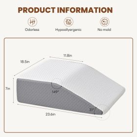 Wedge Pillow, Body Pillow , White& Grey (Option: 7Inch)