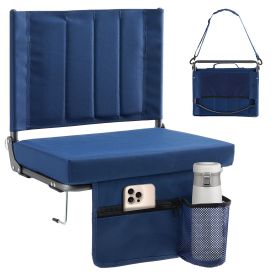 Stadium seats with backrest support, thick seats with cup holders, storage pockets, padded shoulder straps and built-in handles, and step-like de (Color: blue 2p)
